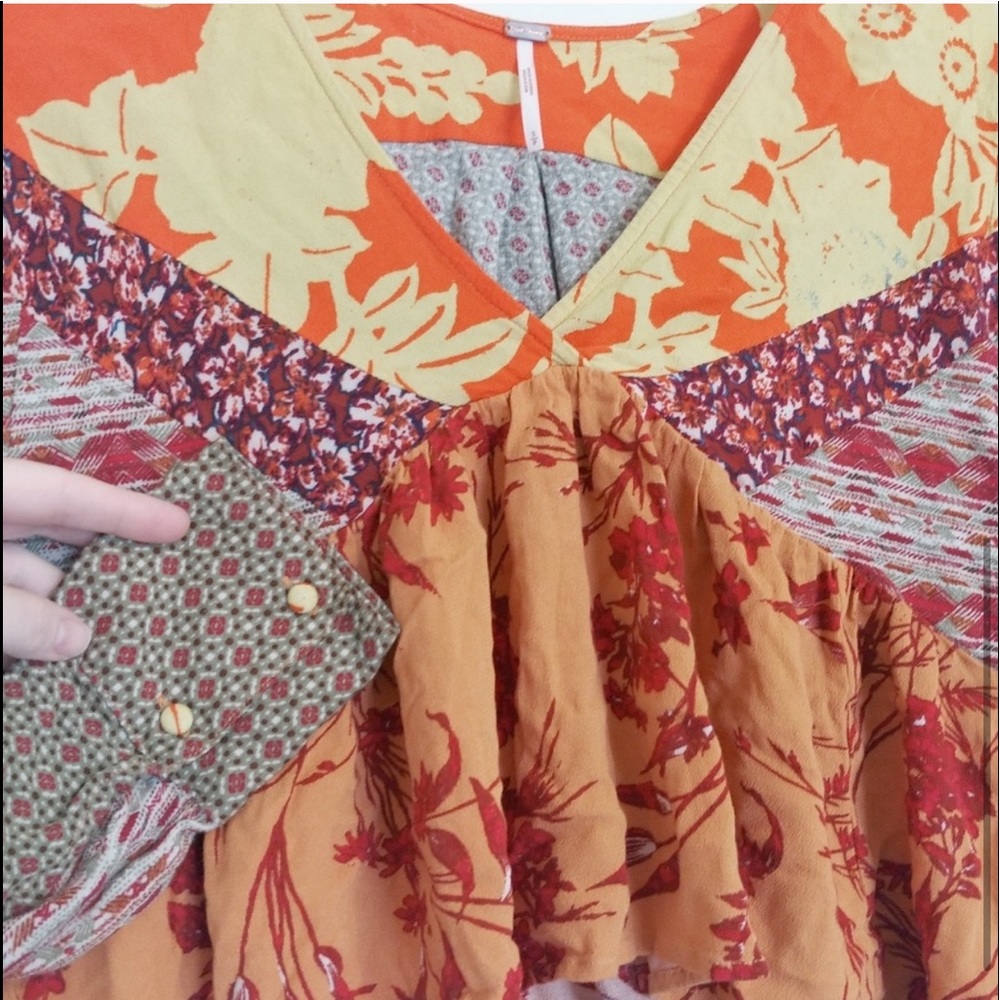 Free People Patchwork Print Float Top - image 5